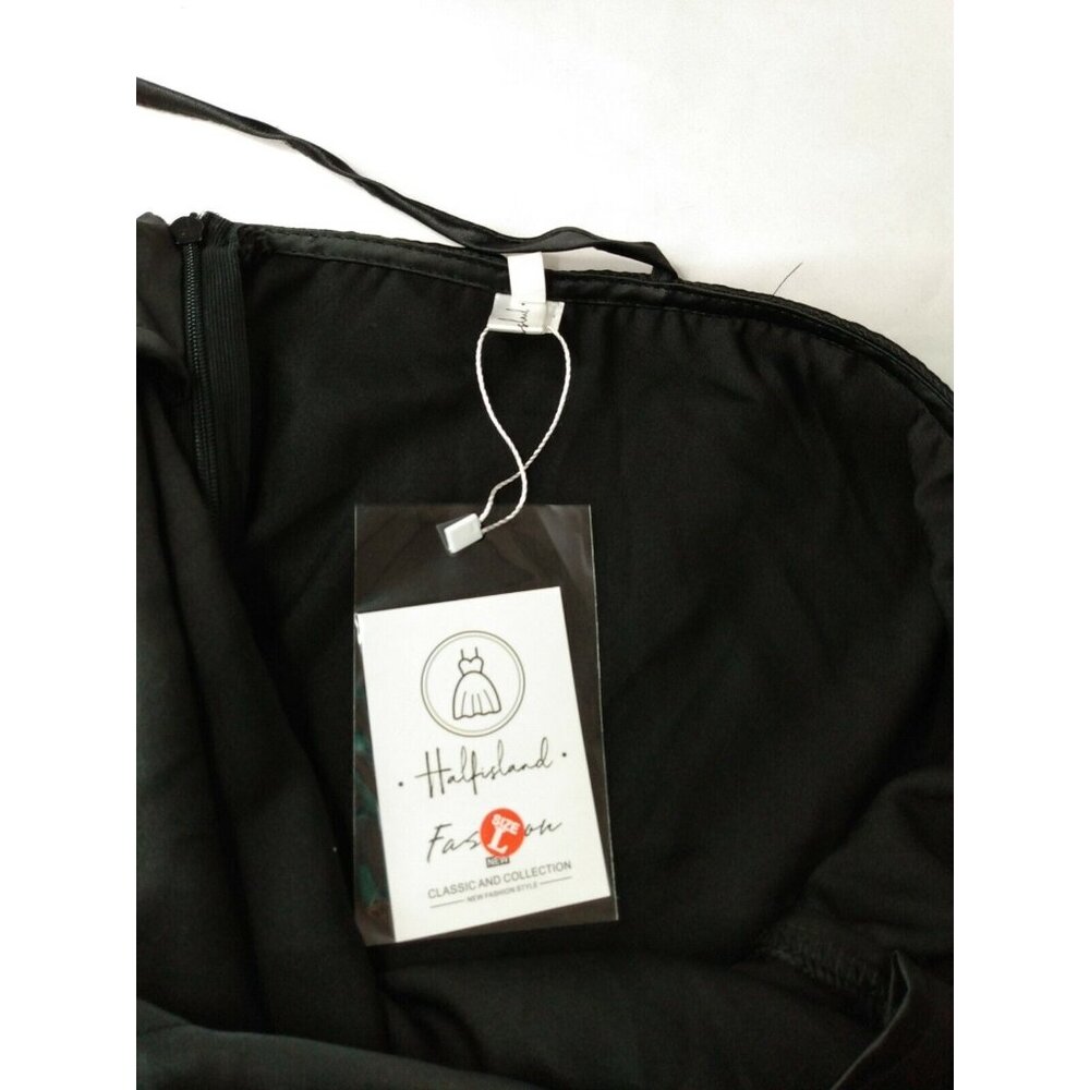 Halfisland Women's CowlNeck Black Dress Spaghetti Strap Ruched On Front Size L - Picture 4 of 5